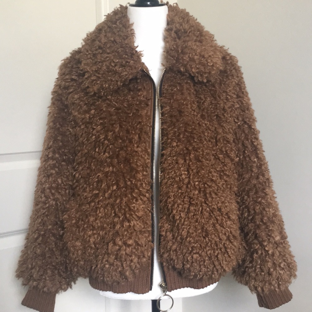 Zara TRF Faux Shearling Bomber Jacket
